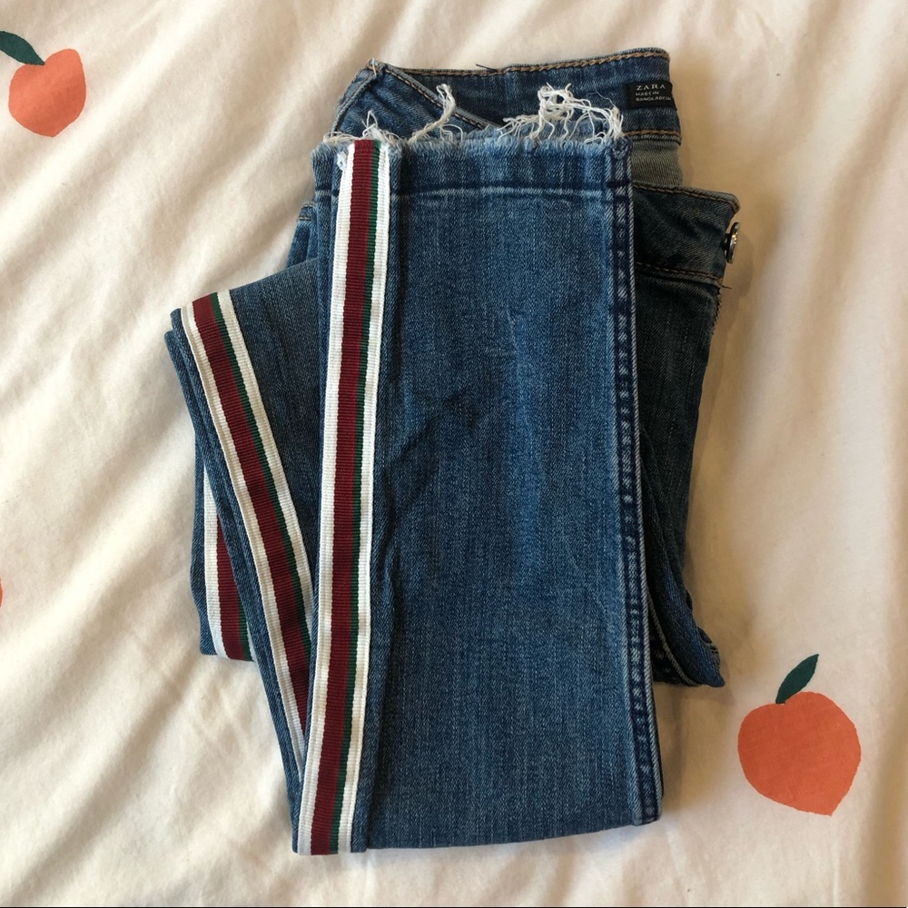 Zara side stripe jeans